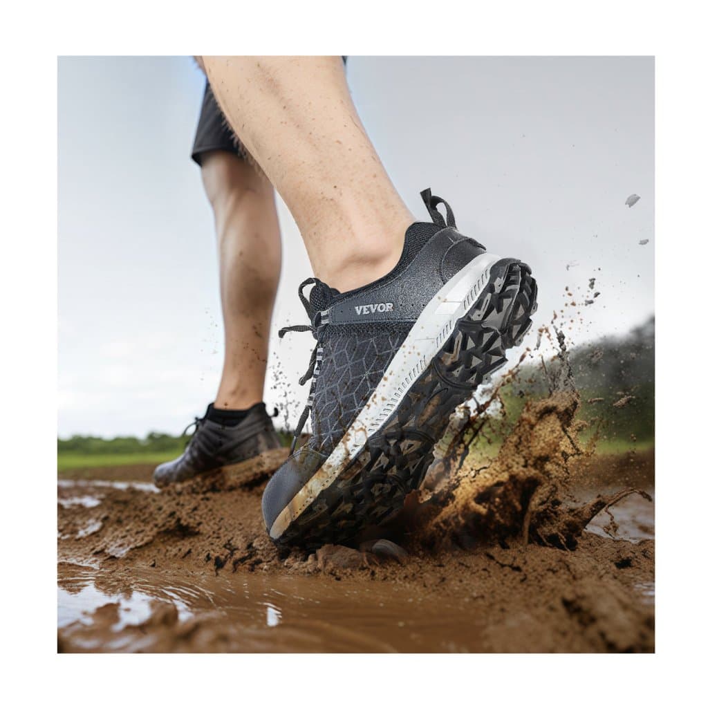 Férfi acélbetétes bakancs, US 8-as méret, széles sportmunkacipő, fekete