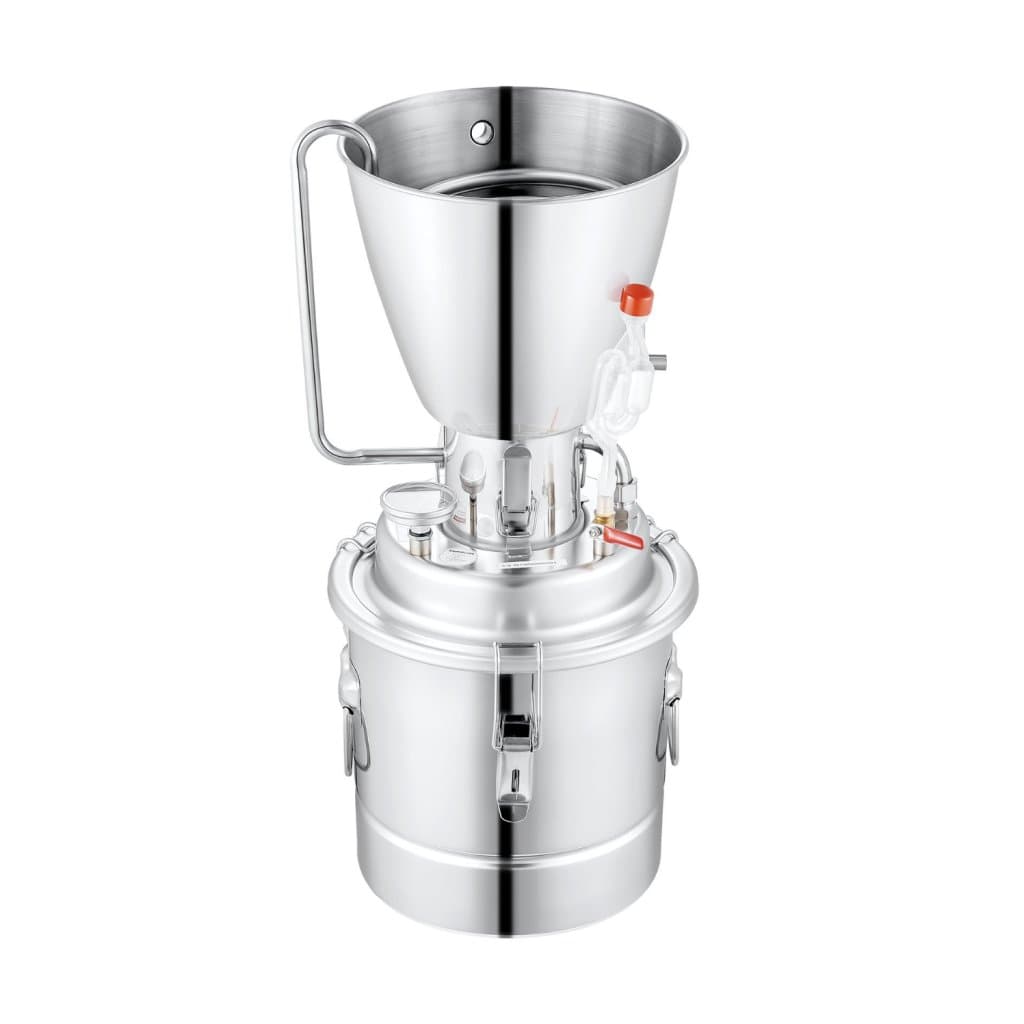 gallonos 10 literes vízdesztilláló készlet, otthoni lepárló, amely tartalmaz 304 rozsdamentes acél csövet, keringető szivattyút, beépített hőmérőt és barkácsolt kipufogónyílást