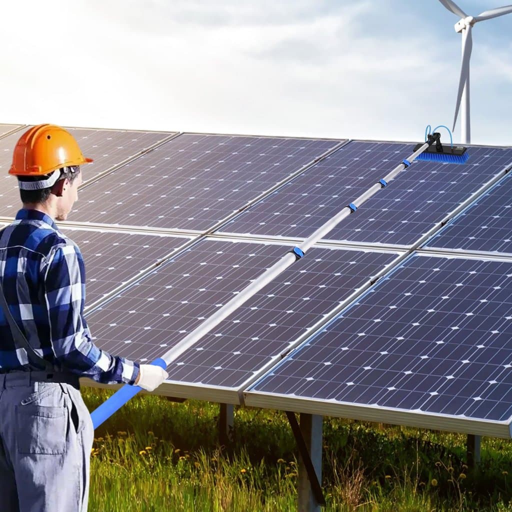 Vízzel Működtetett Tisztítórúd Készlet, 7,3 m-es Napelem Tisztítórúd Kihúzható Nyéllel