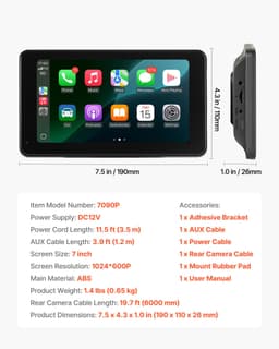 Autórádió CarPlay Érintőképernyő 7 hüvelykes Apple Android Automatikus tolatókamera - miniatúra 11