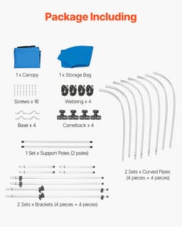 4 íjjal ellátott hajóbimini tető, 96" H x (73"-78") SZ x 54" M, napellenző, csendes-óceáni kék színben - miniatúra 11