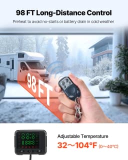 kW-os DC 12-24V dízel fűtőberendezés, dízel légfűtő 0,18-0,36 l/h üzemanyag-fogyasztással, 0-40℃ állítható hőmérséklettel, távirányítóval és LCD kapcsolóval, fekete, teherautókhoz, hajókhoz, lakóautókhoz és utánfutókhoz - miniatúra 8