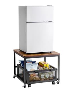 Mini Hűtőszekrény Állvány 88 kg Tárolókocsival és Forgókerekekkel, Világosbarna - miniatúra 2