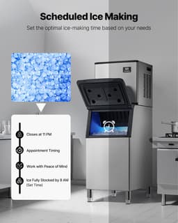 Kereskedelmi jégkészítő 550LBS/24H 300LBS tárolórekesszel, automatikus öntisztulással - miniatúra 10