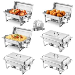 8 literes, 6 darabos téglalap alakú chafing tál, büfékészlet, teljes méretű serpenyő, rozsdamentes acél - miniatúra 2