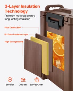 Szigetelt meleg és hideg italadagoló, 5 gallon/19 literes, élelmiszeripari minőségű italfelszolgáló - miniatúra 7