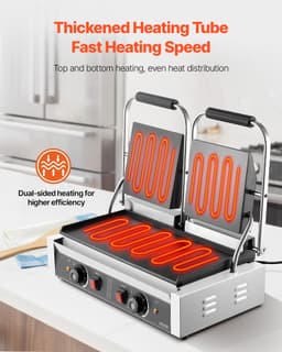 Kereskedelmi Panini Press Grill Szendvicssütő Sütőlap 48x23cm - miniatúra 6