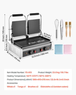 Kereskedelmi Panini Press Grill Szendvicssütő Sütőlap 48x23cm - miniatúra 11