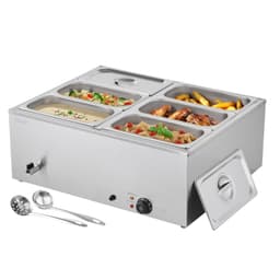 Kereskedelmi ételmelegítő, 6 serpenyős, 1500 W-os, pultra helyezhető büfé bain marie fedővel - miniatúra 2