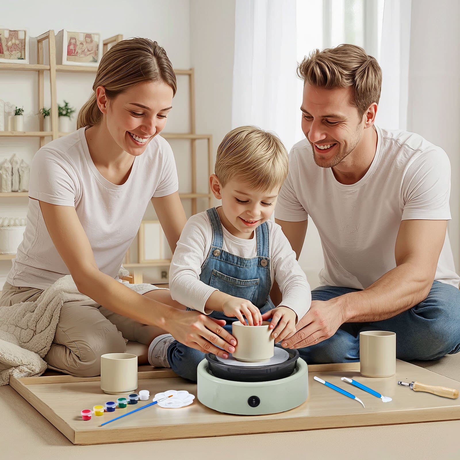 Mini fazekaskorong Elektromos agyagkorong gyerekeknek 158 mm-es forgótányér zöld