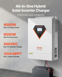 Hibrid napelemes inverteres töltő 6000 W 220/230 V WIFI beépített 120 A MPPT vezérlővel - miniatúra 6