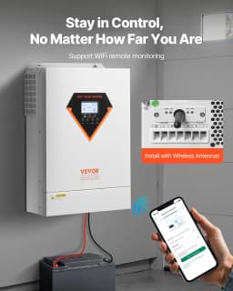 Hibrid napelemes inverteres töltő 6000 W 220/230 V WIFI beépített 120 A MPPT vezérlővel - miniatúra 8