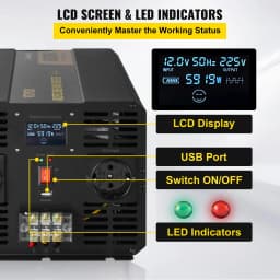 Inverter módosított szinuszhullámú inverter 6000 W DC 12 V - AC 230 V LCD - miniatúra 8