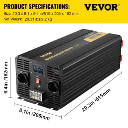 Inverter módosított szinuszhullámú inverter 6000 W DC 12 V - AC 230 V LCD - miniatúra 11