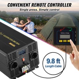 Tiszta szinuszhullámú inverter 5000 W-os DC12V-ról AC230V-ra átalakító LCD kijelzővel - miniatúra 7