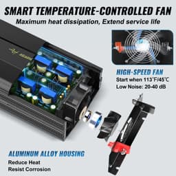 Tiszta szinuszhullámú inverter 5000 W-os DC12V-ról AC230V-ra átalakító LCD kijelzővel - miniatúra 9