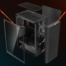 Középmagas torony kivitelű ATX PC játékház 3 x 120 mm-es ARGB ventilátorral - miniatúra 1