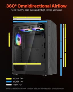 Középmagas torony kivitelű ATX PC játékház 3 x 120 mm-es ARGB ventilátorral - miniatúra 7