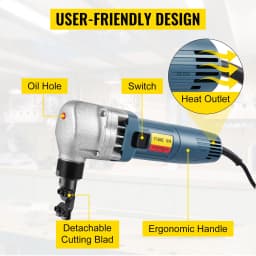 Elektromos fémcsipkedő 380W-os fémcsipkedő 1800RPM nagysebességű rotoros fémcsipkedő 220V cserélhető pengékkel tárolótok fémlemezcsipkedő rozsdamentes acél, alumínium, műanyag vágásához - miniatúra 8