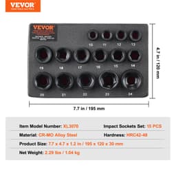 15 darabos ütvecsavarhúzó készlet, 6-pontos, 3/8"-os bit, racsnis szerszámkészlet, 10-24 mm - miniatúra 11