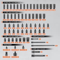 130 darabos ütvecsavarhúzó készlet, 6-pontos, 3/8"-os és 1/2"-os bites racsnis szerszámkészlet - miniatúra 8
