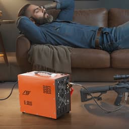 PCP légkompresszor, 4500PSI/30Mpa hordozható PCP kompresszor beépített átalakítóval, automatikus leállítással | DC12V/AC230V | Olaj- és vízmentes kompresszorszivattyú - miniatúra 1