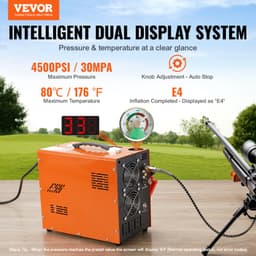 PCP légkompresszor, 4500PSI/30Mpa hordozható PCP kompresszor beépített átalakítóval, automatikus leállítással | DC12V/AC230V | Olaj- és vízmentes kompresszorszivattyú - miniatúra 6