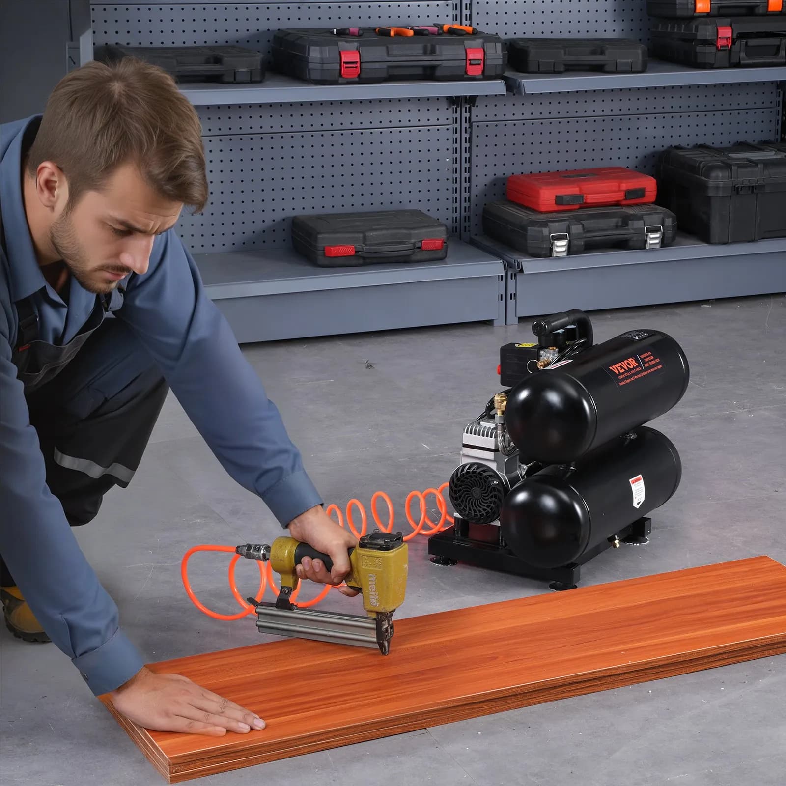 Légkompresszor Kompakt hordozható olajmentes kompresszor 4,6 gallon 90 PSI