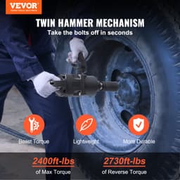 2,5 cm-es pneumatikus ütvecsavarozó, akár 3690,5 Nm fordított nyomatékkal, 2,5 cm-es pneumatikus ütvecsavarozó, könnyű, 2 fogantyúval, nehéz javításokhoz és karbantartáshoz - miniatúra 6