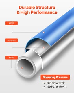 Légkompresszor csőkészlet 3/4'' x 300FT HDPE/alumínium légcsőrendszer kék - miniatúra 9