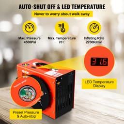 PCP légkompresszor, 350 W-os, 2700 fordulat/perc teljesítményű hordozható búvárkompresszor, 4500 Psi nagynyomású, 8 mm-es gyorscsatlakozóval és beépített hűtőventilátorral, 1,5 literes tartállyal, automatikus kikapcsolással, otthoni és autós akkumulátorról működtetve - miniatúra 7
