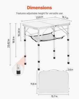60 cm-es összecsukható, hordozható kempingasztal, alumínium piknikasztal, beltéri és kültéri használatra - miniatúra 8