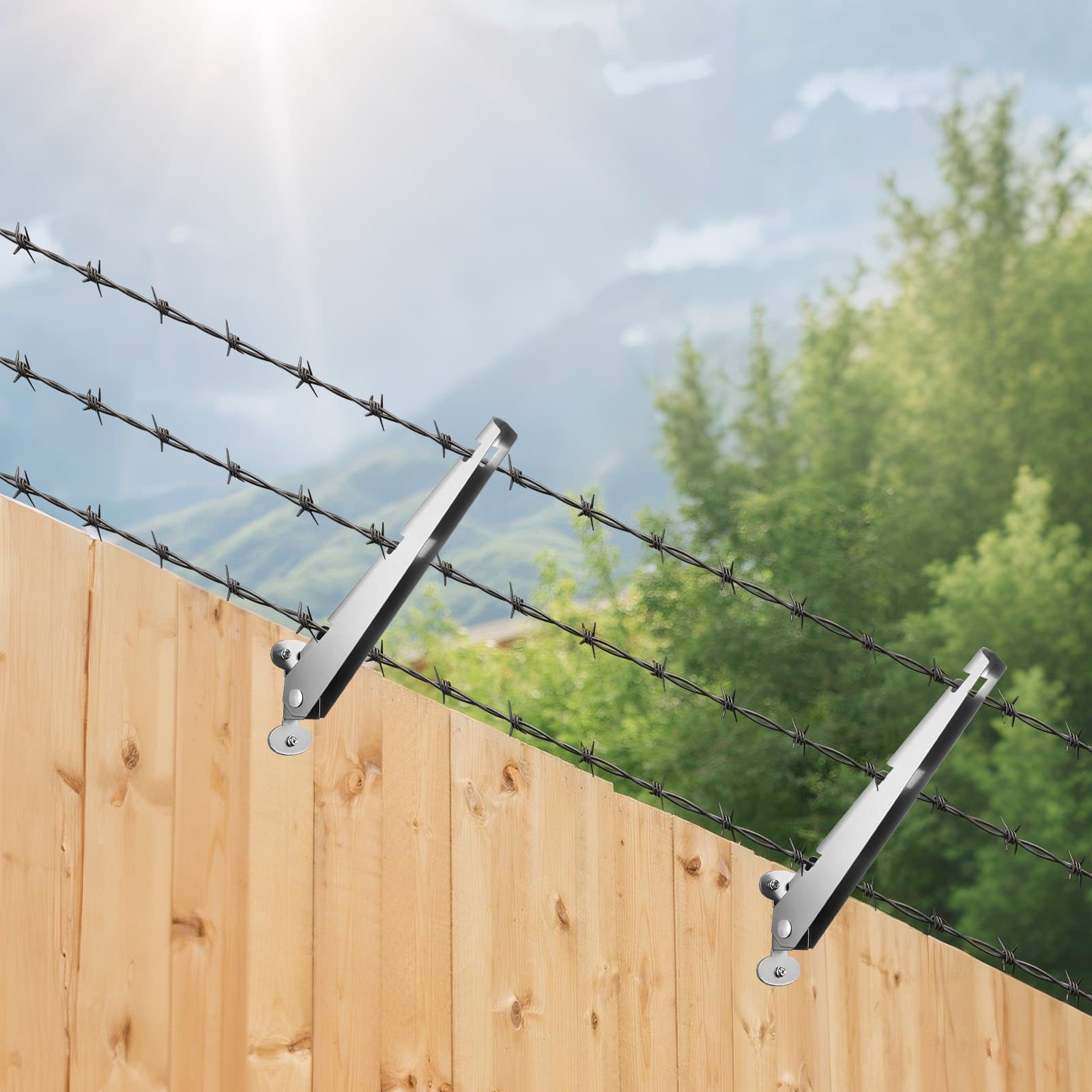 Szögesdrót kar, 10 db-os, 12,2 hüvelykes kerítésoszlop-magasságnövelő, felületre szerelhető