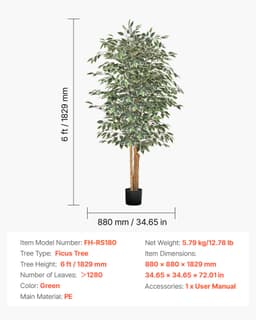 180 cm-es műfikuszfa, magas műnövény cseréppel, beltéri dekorációhoz - miniatúra 11