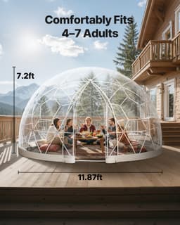 3,6 x 2,7 m-es kerti buboréksátor 4-7 személyes kültéri átlátszó geodéziai kupolával - miniatúra 7