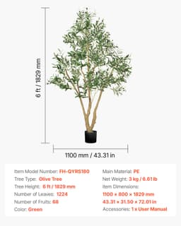 180 cm-es műolajfa magas műnövény cseréppel otthoni irodába - miniatúra 11