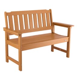 Kültéri pad, teraszpad, 128 cm, időjárásálló műanyag, natúr fa színű - miniatúra 4