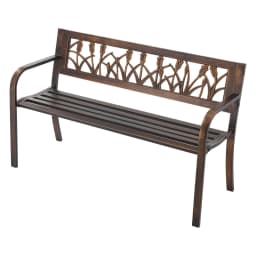 Kültéri pad, teraszpad, 127 cm, fémváz, PVC, virágmintás háttámla, verandára - miniatúra 3