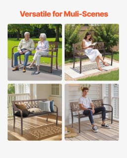 Kültéri pad, teraszpad, 127 cm, fémváz, PVC, virágmintás háttámla, verandára - miniatúra 10