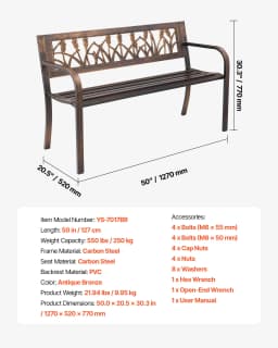 Kültéri pad, teraszpad, 127 cm, fémváz, PVC, virágmintás háttámla, verandára - miniatúra 11
