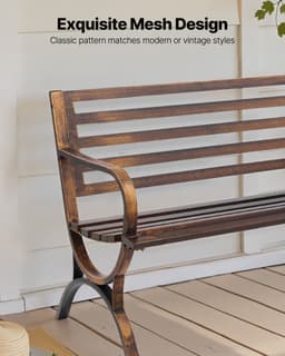 Kültéri Pad Teraszpad 127 cm Fémvázas Rácsos Háttámlával Verandára - miniatúra 7