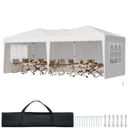 Felnyitható ponyva 10 x 20 láb (3 x 6 m) felnyitható pavilon sátor 3 oldalfallal és 2 ablakkal - miniatúra 2