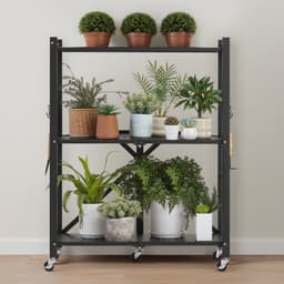 3-szintes összecsukható tárolópolc kerekekkel, 28 x 13 x 36 hüvelykes fém polcrendszerrel - miniatúra 1