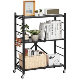 3-szintes összecsukható tárolópolc kerekekkel, 28 x 13 x 36 hüvelykes fém polcrendszerrel - miniatúra 3