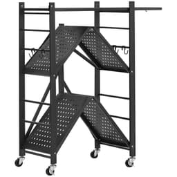3-szintes összecsukható tárolópolc kerekekkel, 28 x 13 x 36 hüvelykes fém polcrendszerrel - miniatúra 5