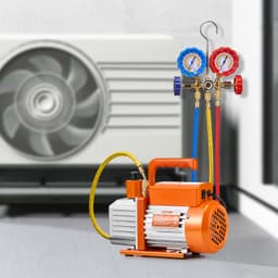 Egyfokozatú forgólapátos vákuumszivattyú és mérőkészlet HVAC rendszerekhez, 3,5 CFM kapacitással, R134a, R22, R12 és R502 hűtőközegekkel kompatibilis - miniatúra 1