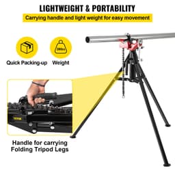 Háromlábú csősatu | 1/8"-5" csőátmérő | 92,5 cm hosszú | Hordozható, összecsukható acéllábak | Csövek megfogása, megtámasztása és hajlítása | Ideális gyári, műhelyi és otthoni használatra - miniatúra 8