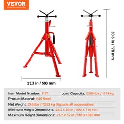 V-fejű csőállvány, állítható magasságú, 71,1–132,1 cm, 2500 font súlyú csőemelő állványok, összecsukható, hordozható, magasra szerelhető csőállvány V-fejjel, összecsukható utánfutó-emelőkkel - miniatúra 11