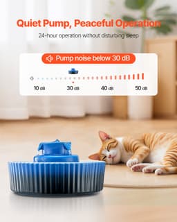 Kerámia macska itatókút, 2,1 literes Cupcake kisállat itatókút, porcelán macska itató ultra csendes pumpával, 360°-os ivóterülettel és többrétegű szűrőrendszerrel, macskák és kutyák itatására (kék) - miniatúra 10