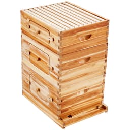 Bee Hive 30 keretes méhkaptár kezdőkészlet, méhviasszal bevont fenyőfa, 2 mély + 1 közepes méhdoboz Langstroth méhkaptár készlet, átlátszó akril ablakok alapokkal kezdő profi méhészeknek - miniatúra 5